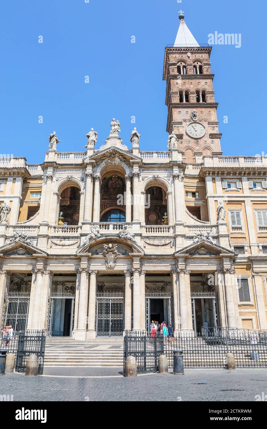 Rome, région du Latium, Italie. Façade de l'église Santa Maria Maggiore. (À usage éditorial uniquement) Banque D'Images