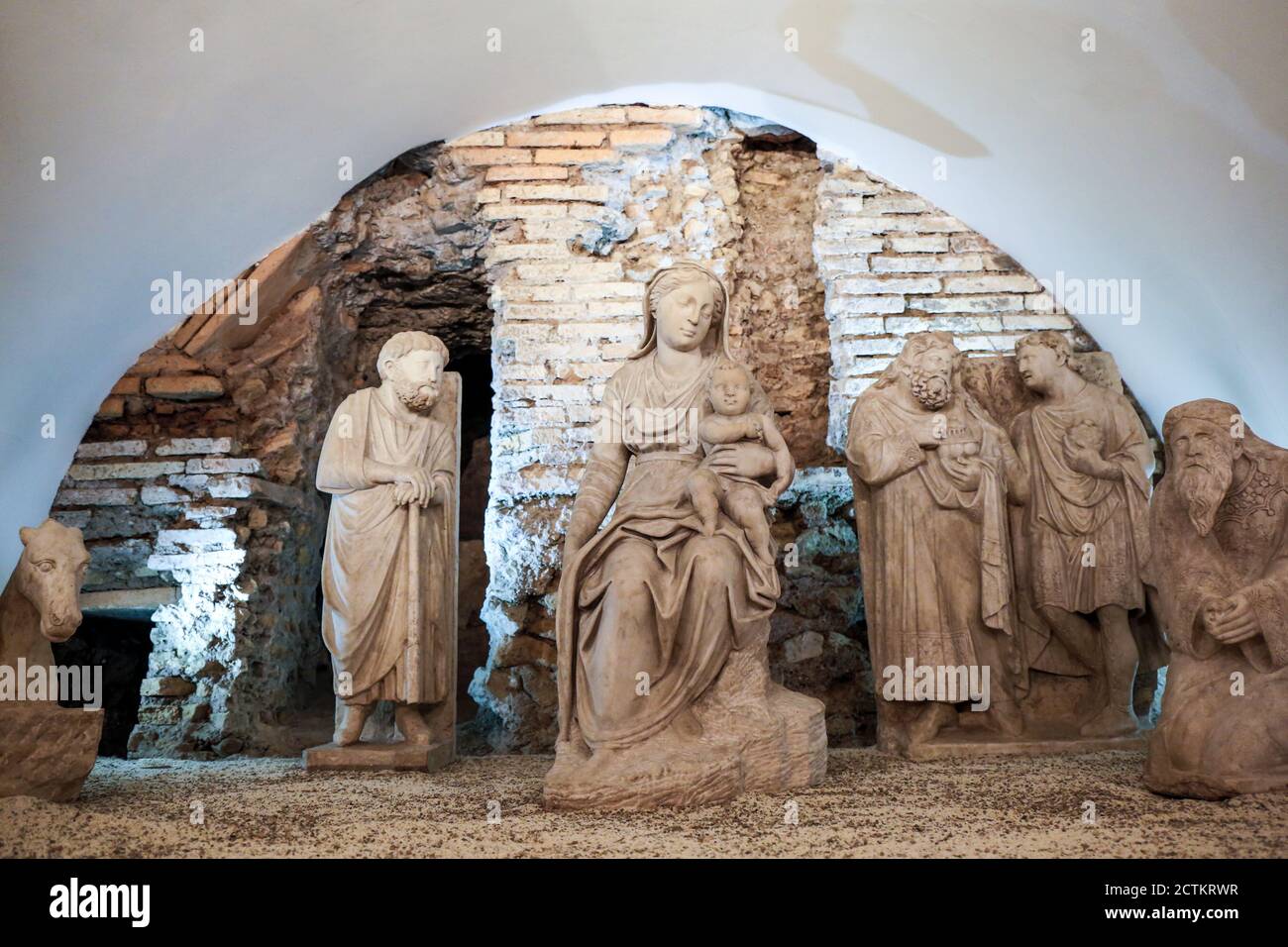 Rome, région du Latium, Italie. Sculptures scène Nativité par Arnolfo di Cambio, c. 1291 dans l'église Santa Maria Maggiore à Rome, Italie. (Pour usage éditorial Banque D'Images