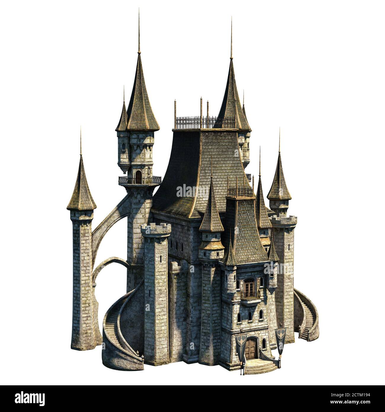 Castle Academy Fantasy Architecture, illustration 3D, rendu 3D Banque D'Images