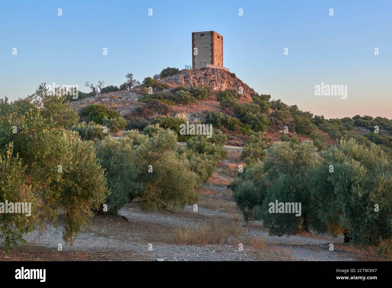 Reconstruction du donjon du château d'Anzur de Puente Genil, Cordoue. Analucia, Espagne Banque D'Images