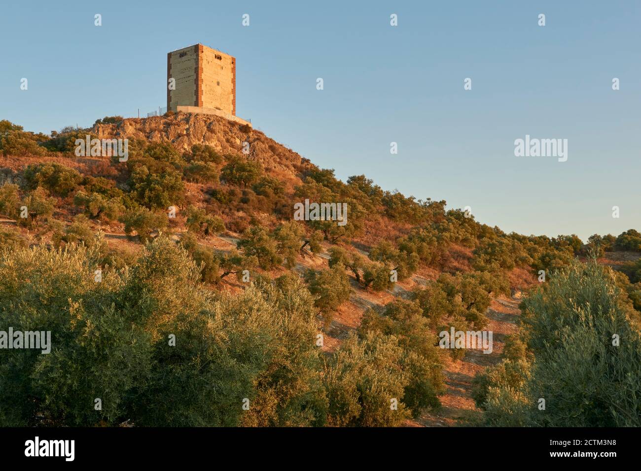 Reconstruction du donjon du château d'Anzur de Puente Genil, Cordoue. Analucia, Espagne Banque D'Images