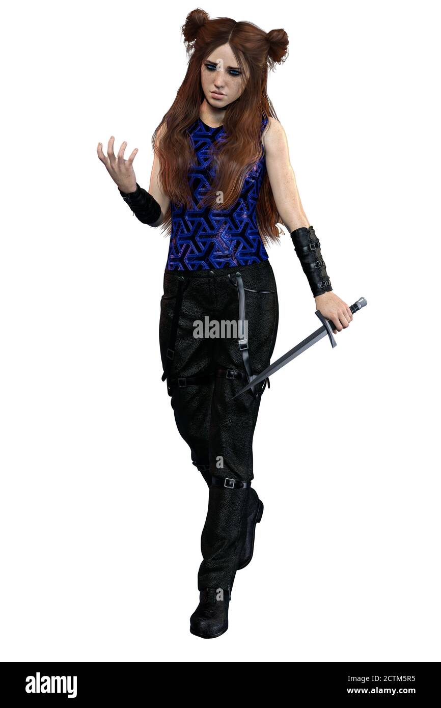 Urban Fantasy Goth Academy Teen, rendu 3D, illustration 3D Banque D'Images