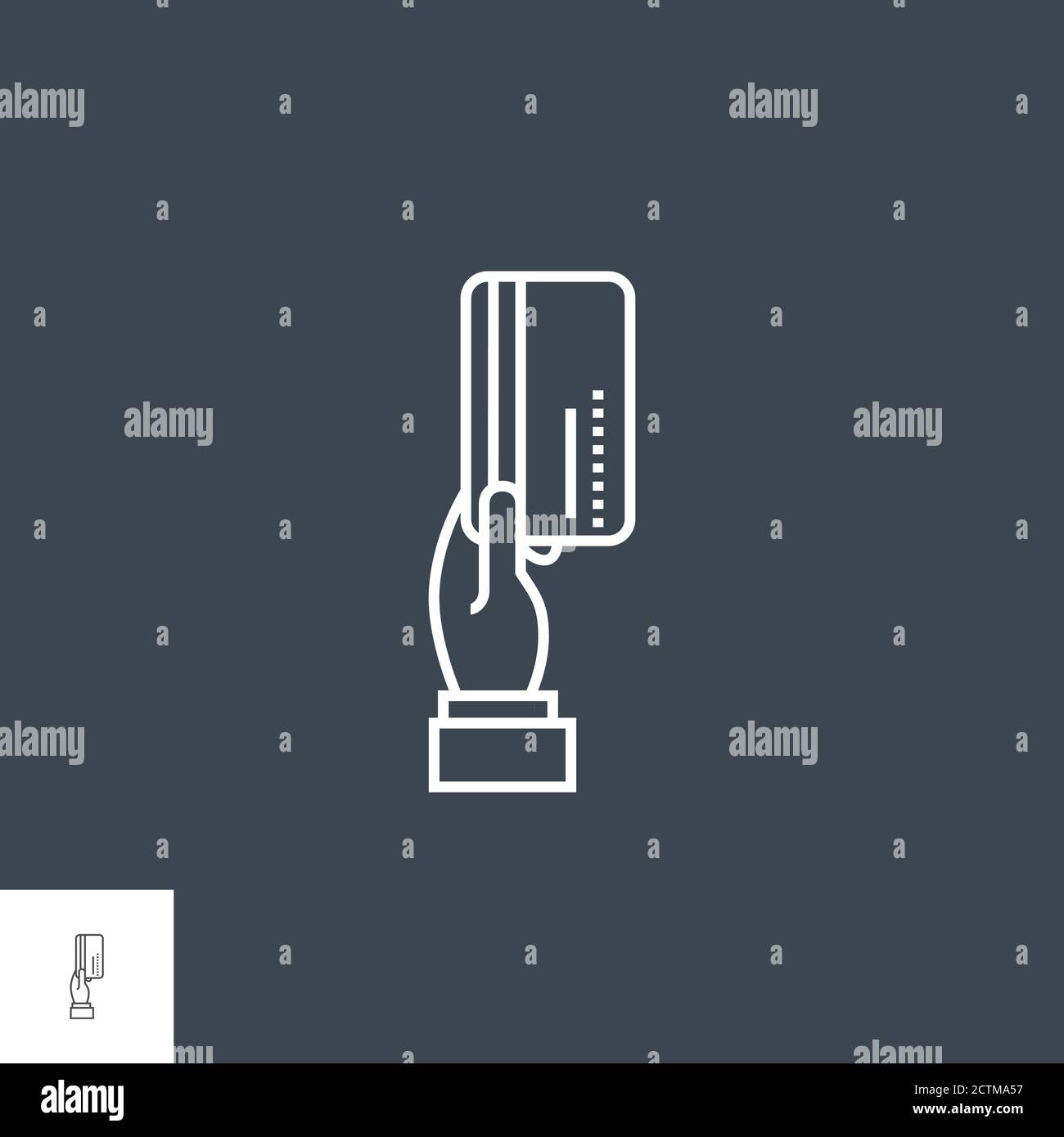 Icône main with Credit Card Vector Line Illustration de Vecteur