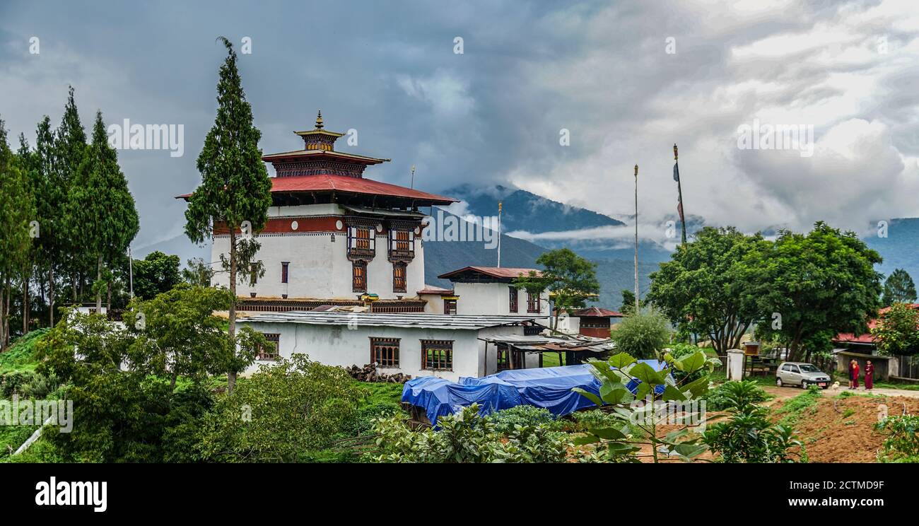 Lhakhang (temple bouddhiste) à Punakha, Bhoutan Banque D'Images