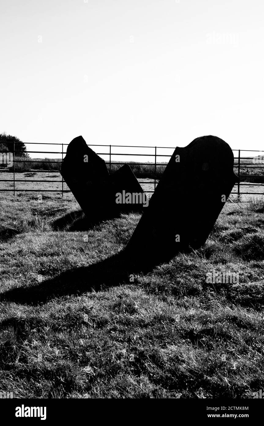 Cimetière de choléra Cefn Golau des épidémies de choléra de 1832 et 1849, sur une colline éloignée au-dessus de Tredegar, Blaenau Gwent, dans les vallées du sud du pays de Galles. Banque D'Images