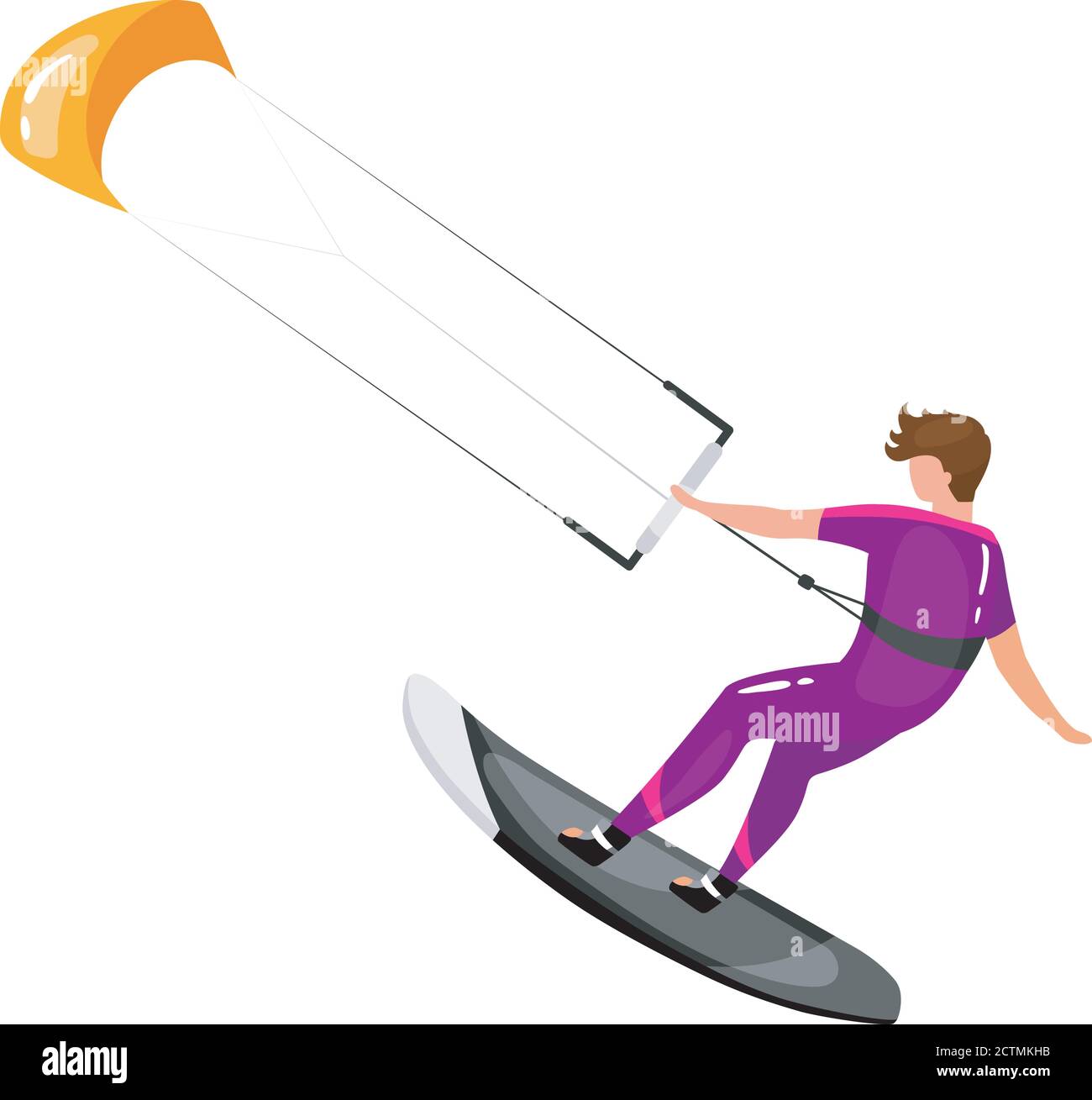 Illustration du vecteur plat de kitesurf Illustration de Vecteur