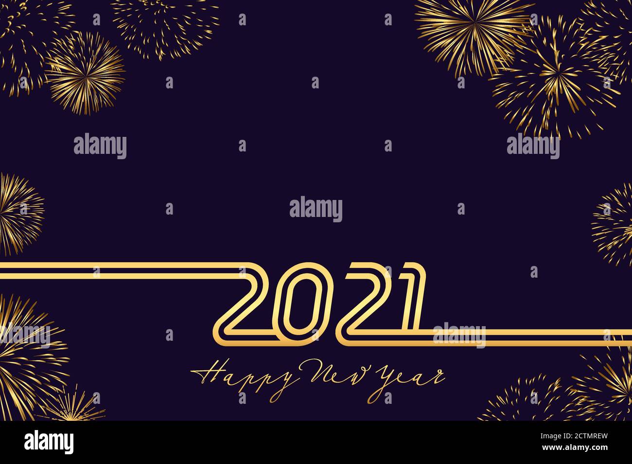 Design de luxe 2021 Happy Year Line art - illustration vectorielle des numéros dorés du logo 20 21 sur fond bleu foncé. Typographie parfaite pour 2021 Illustration de Vecteur