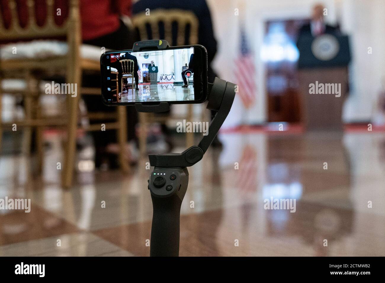 Vitrine Spirit of America. Le président Donald J. Trump prononce un discours lors de la vitrine Spirit of America le jeudi 2 juillet 2020, dans le Grand foyer de la Maison Blanche. Banque D'Images