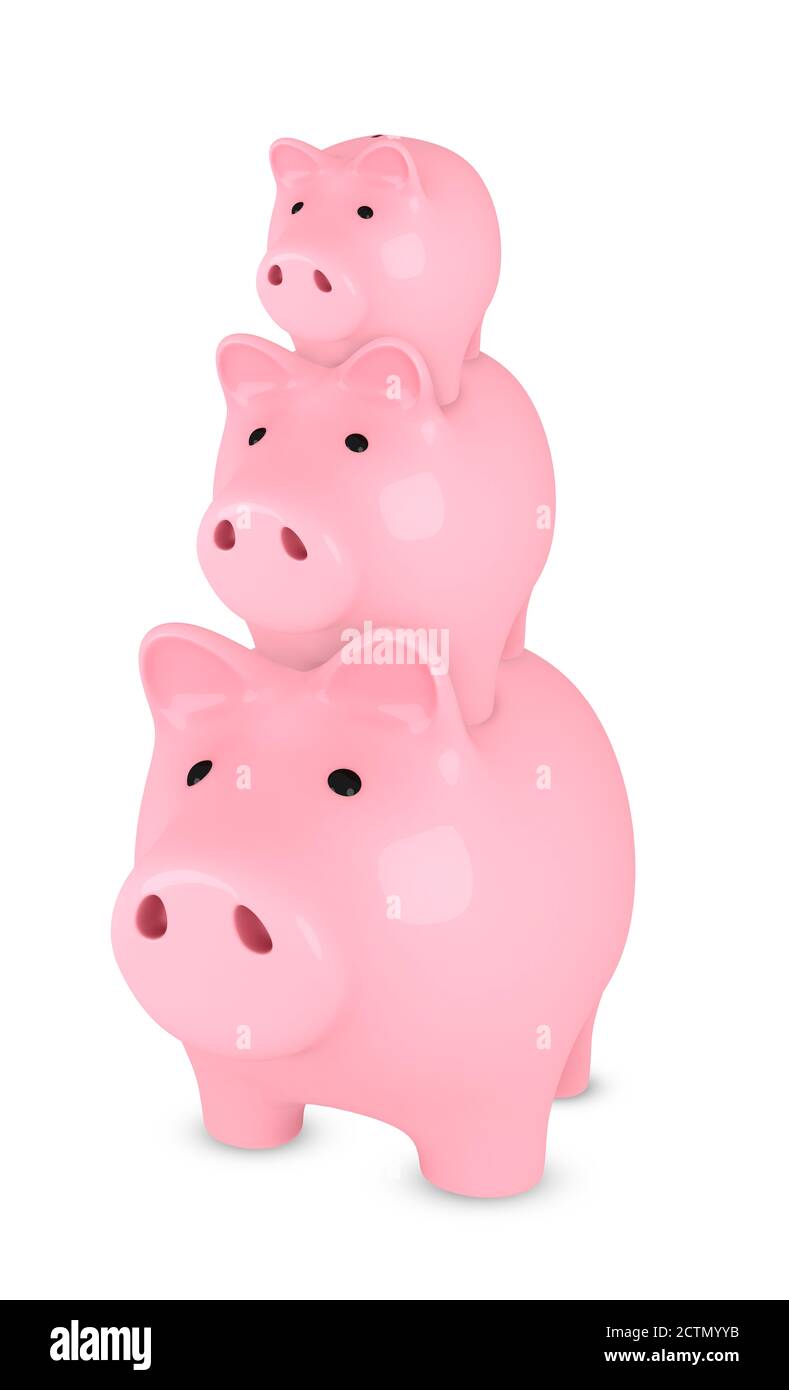 Des bancs de porc sur l'autre, sur fond blanc Banque D'Images