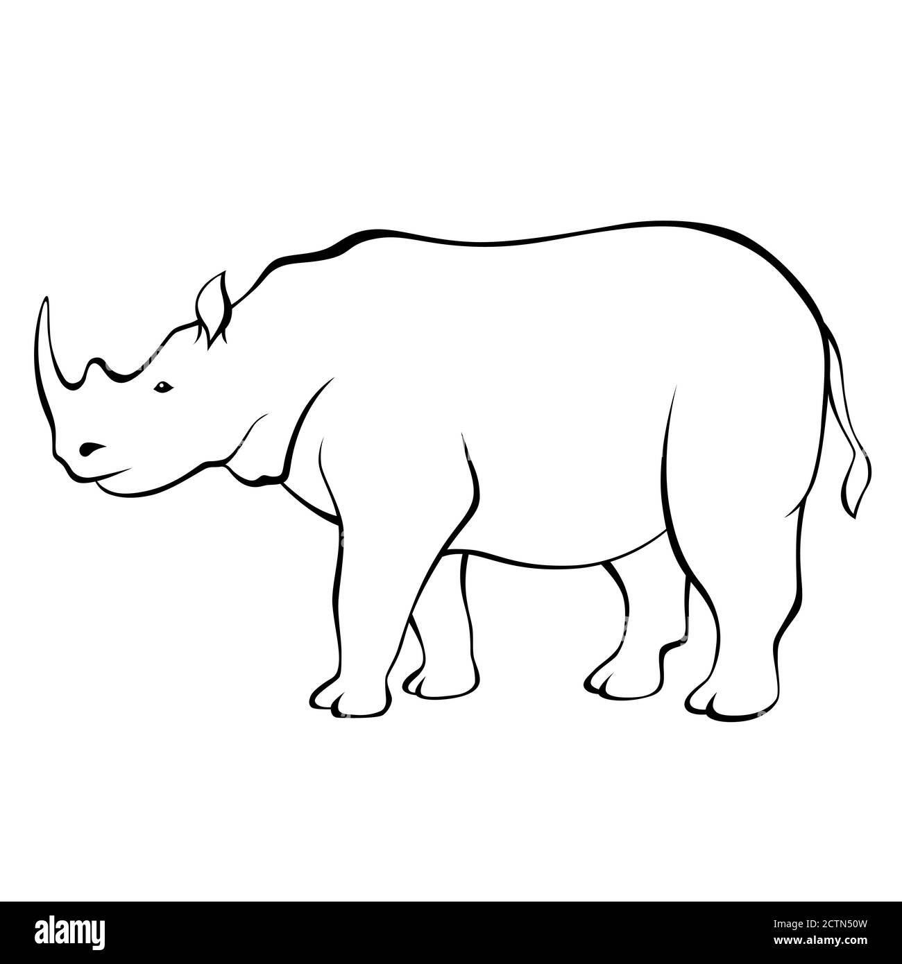 Vecteur d'illustration isolé noir blanc rhinoceros animal Illustration de Vecteur