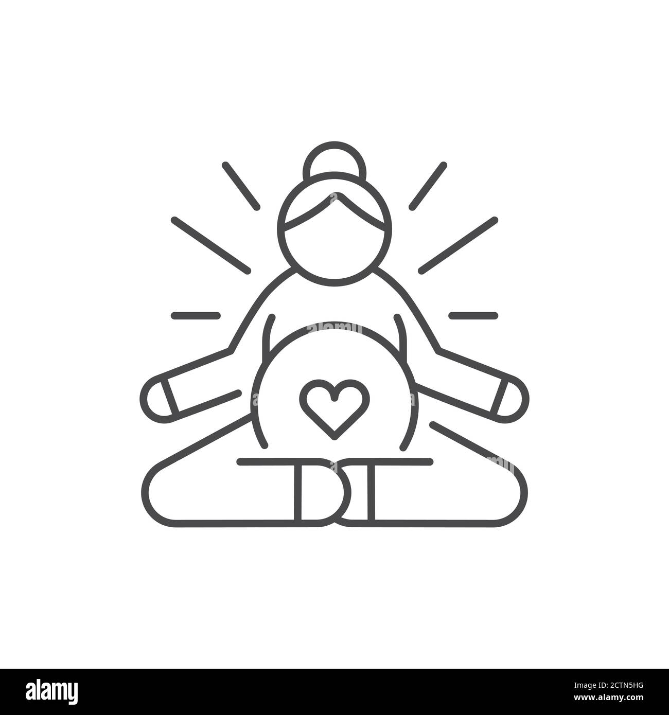 Yoga pour femmes enceintes icône de ligne noire. Position Lotus. Pictogramme pour le Web, l'application mobile, la promotion. Élément de conception UI UX. Illustration de Vecteur