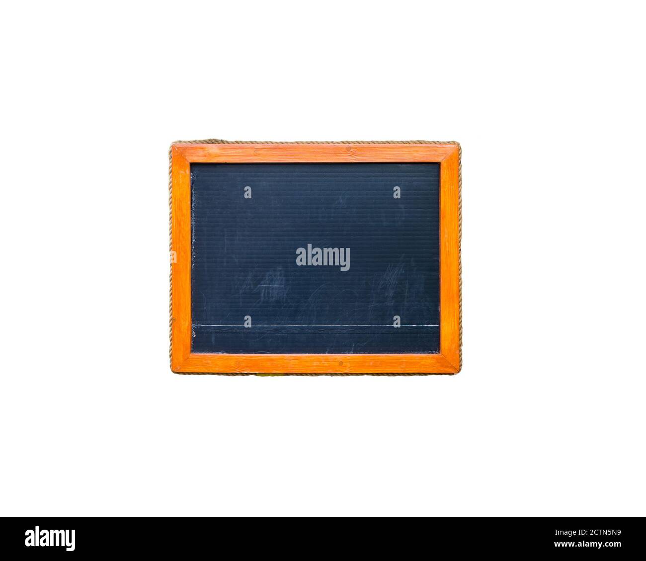 Ancien menu tableau noir, tableau noir avec cadre en bois isolé sur fond blanc Banque D'Images