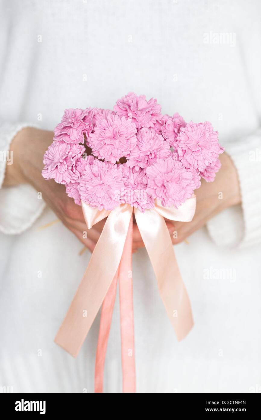 Un bouquet de fleurs de sucre rose Banque D'Images