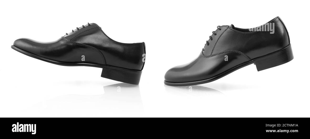 Cuir hommes chaussures isolées sur blanc Banque D'Images