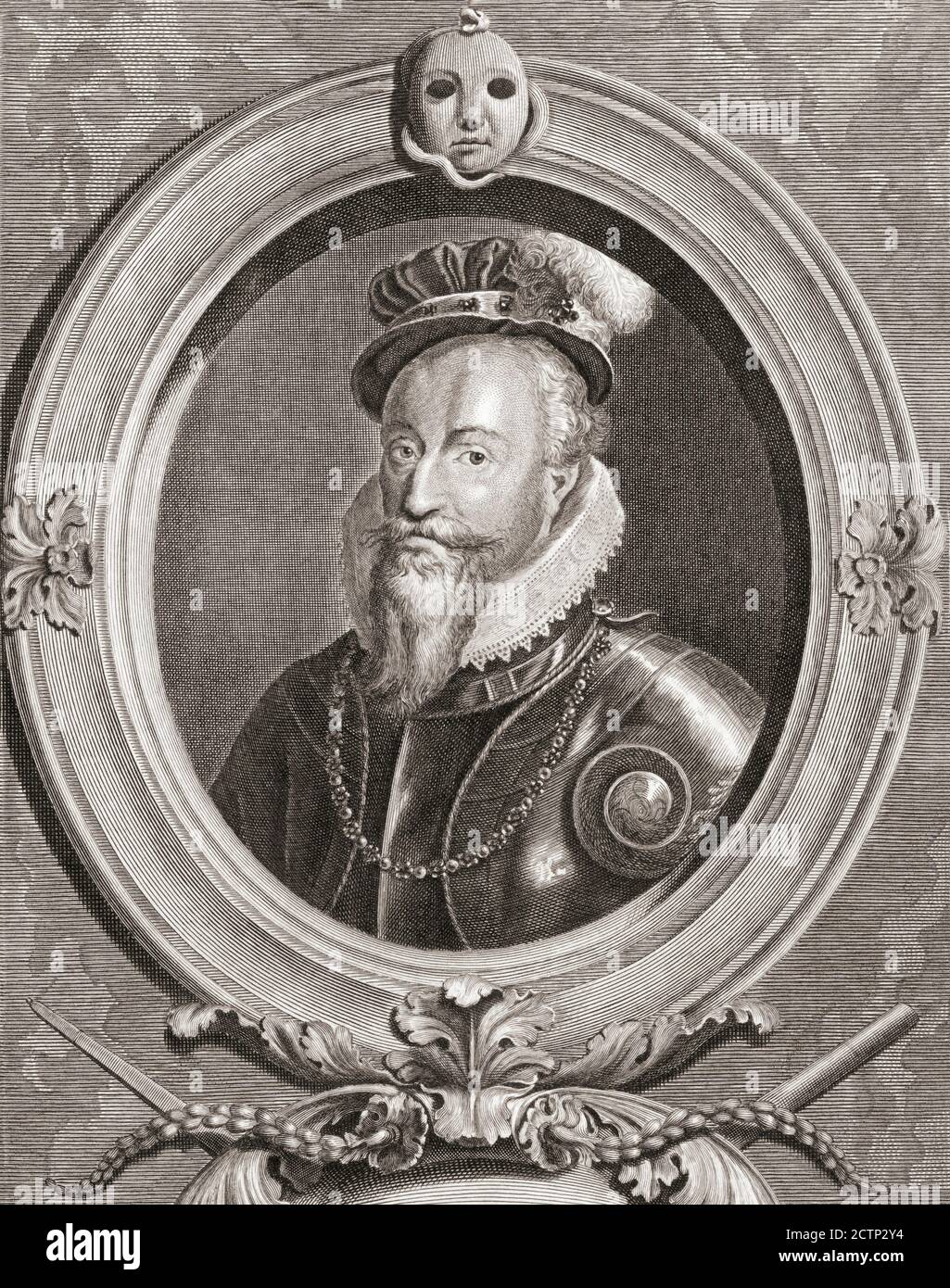 Robert Dudley, 1er comte de Leicester, c.1532/1533-1588. Noble anglais, favori et ami de la reine Elizabeth I. après une impression de fin du XVIIe siècle par Cornelis Martinus Vermeulen après une œuvre d'Adriaen van der Werff. Banque D'Images