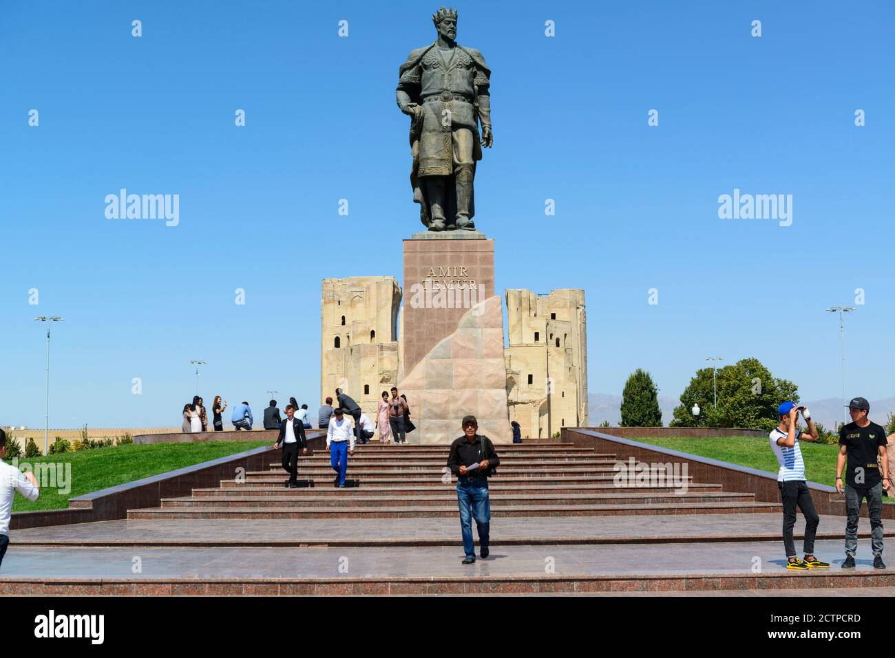 Statue de Tamerlane. Shahrisabz, Ouzbékistan. Banque D'Images