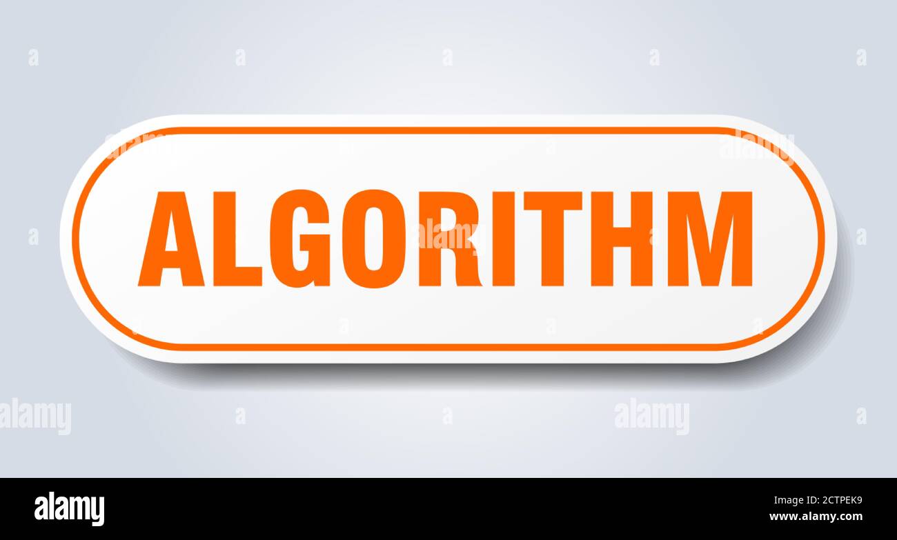 signe d'algorithme. autocollant isolé arrondi. bouton blanc Illustration de Vecteur