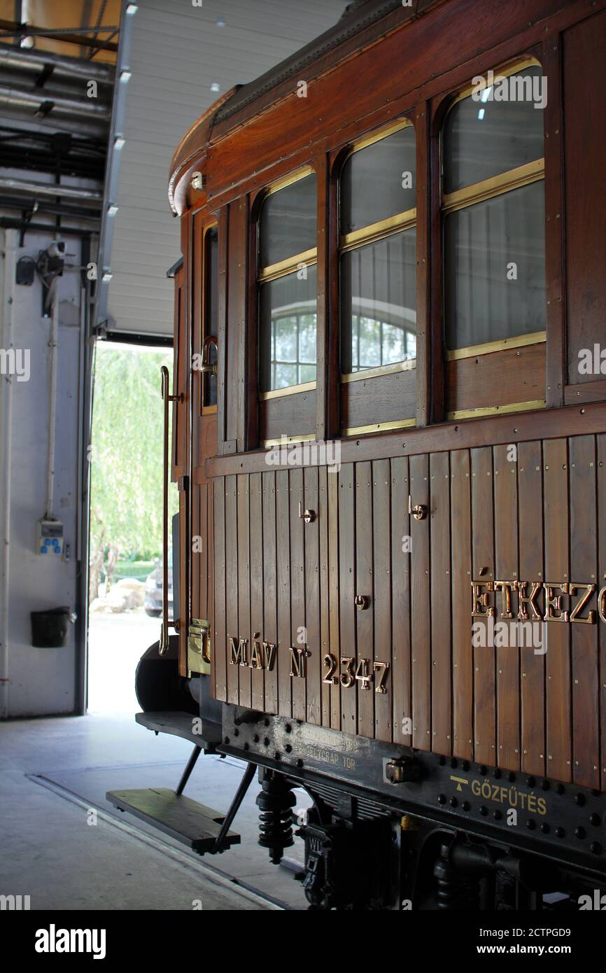 Budapest, Hongrie - 10/07/2020: Dépôt de vieux trains au Musée du train de Budapest Banque D'Images