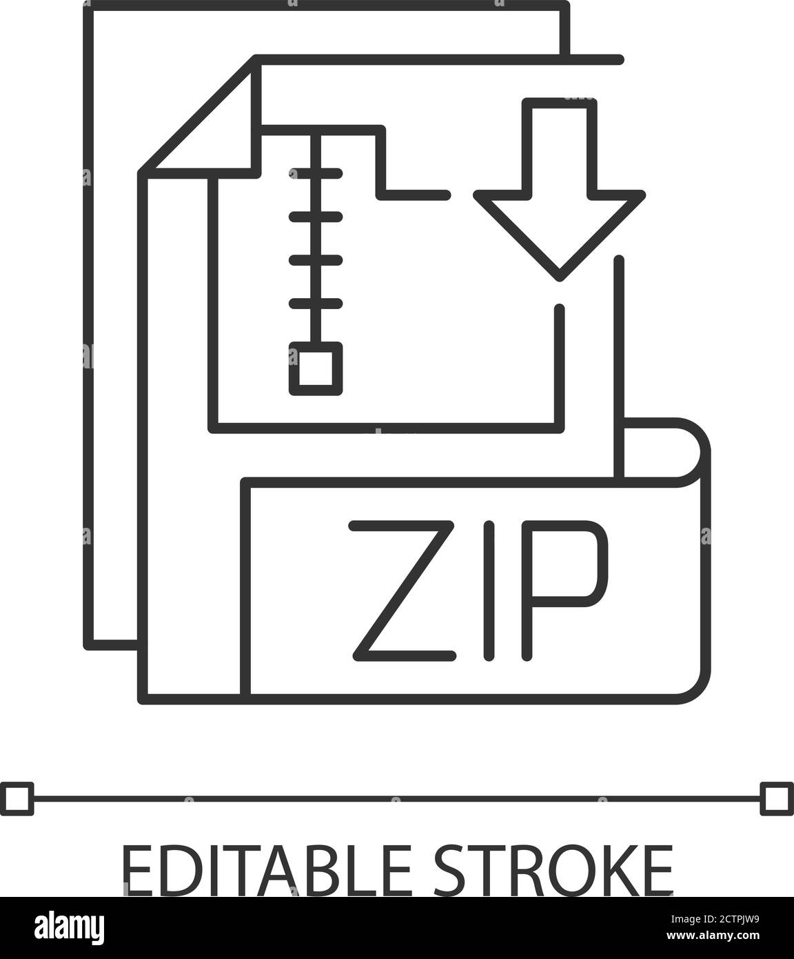 ICÔNE linéaire pixel Perfect DU fichier ZIP Illustration de Vecteur