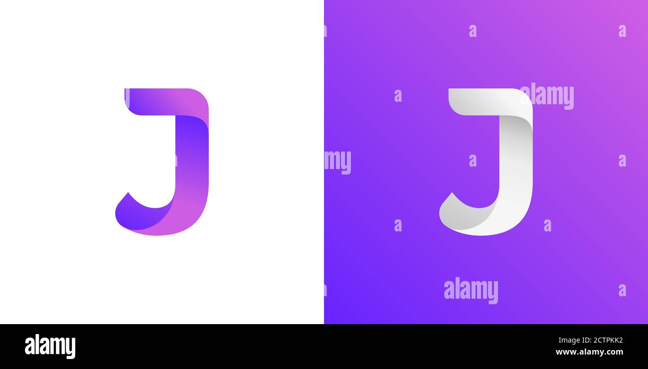 Abstrait moderne lettre J logo design utilisant la tendance moderne Hype violet dégradé de couleur. Illustration vectorielle eps10 Illustration de Vecteur
