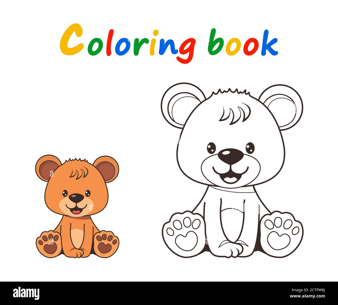 Livre de coloriage de l'ours en peluche mignon sur fond blanc.  Apprentissage facile pour les enfants d'âge préscolaire. Illustration  vectorielle Photo Stock - Alamy