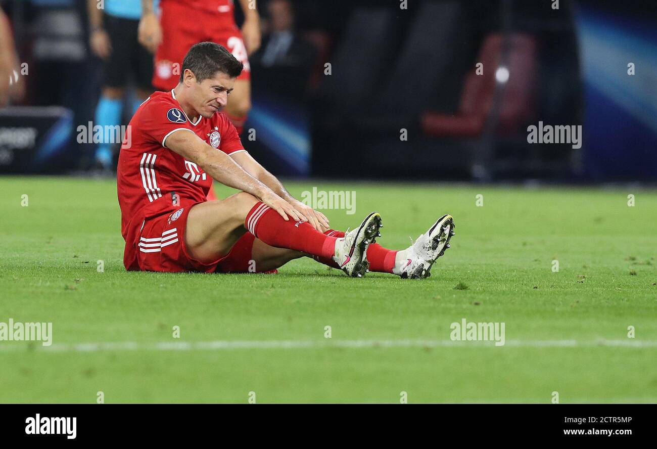 Budapest, Ungarn. 24 septembre 2020. Firo: 24.09.2020 Fuvuball, football UEFA Super Cup 2020 FCB FC Bayern Mvºnchen Muenchen - Sevilla FC Robert Lewandowski sur le terrain | usage dans le monde crédit: dpa/Alay Live News Banque D'Images