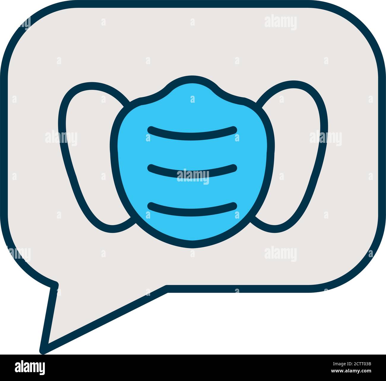 bulle vocale avec icône de masque médical sur fond blanc, style de ligne et de fond, illustration vectorielle Illustration de Vecteur