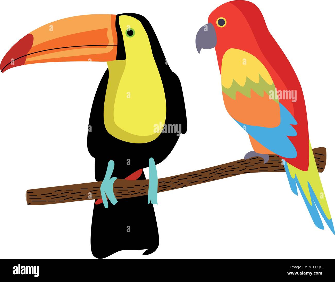 perroquet tropical sauvage et oiseaux toucan nature icône illustration vectorielle conception Illustration de Vecteur