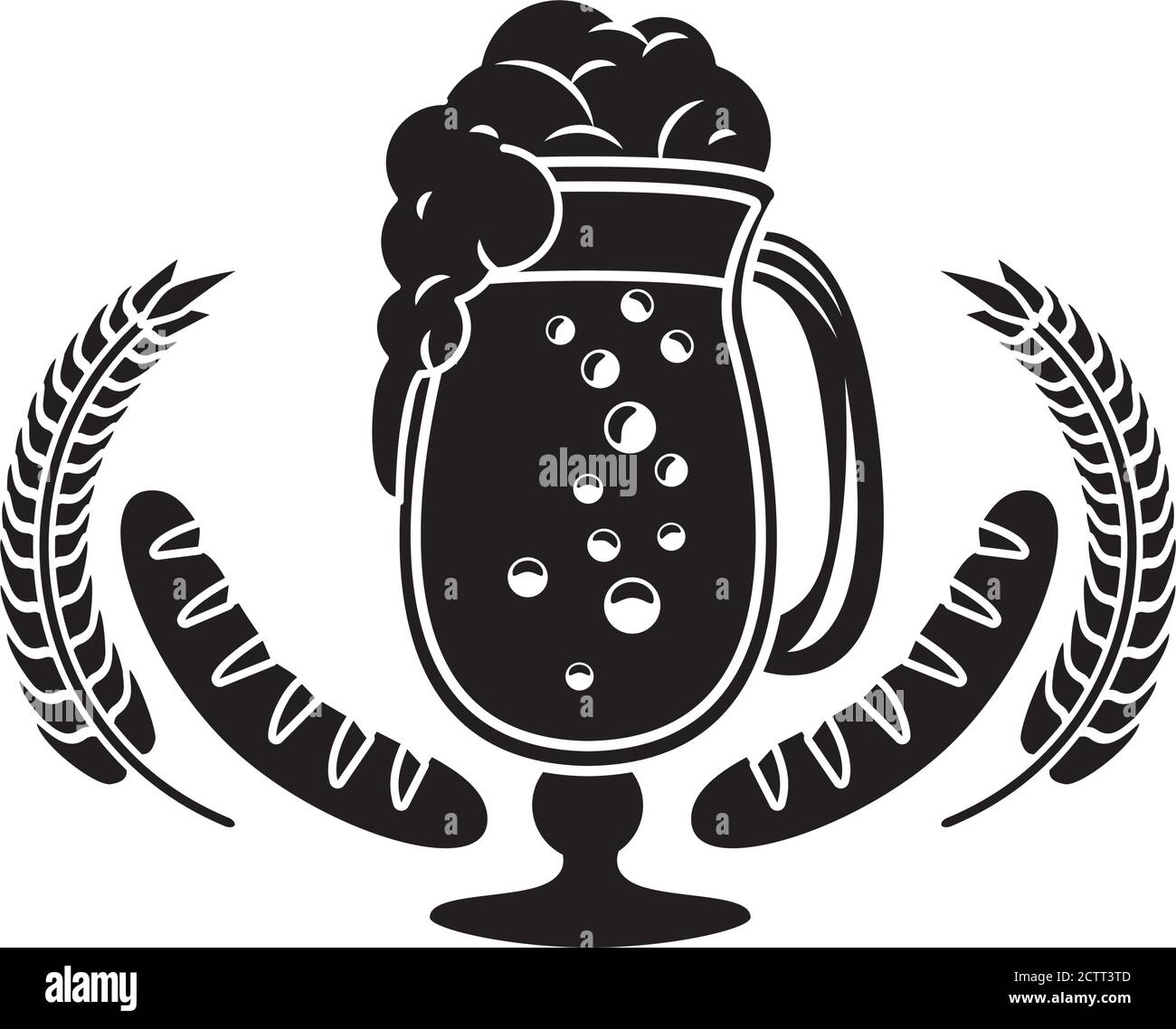 illustration d'un gobelet à bière avec des pointes d'orge et des saucisses vectorielles conception Illustration de Vecteur
