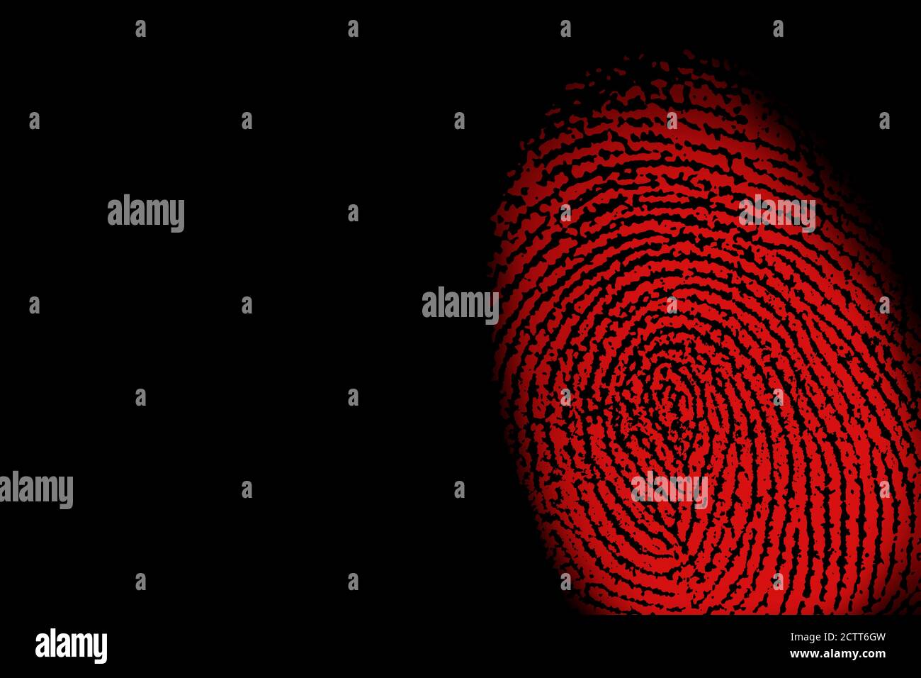 Empreinte rouge sur fond noir Banque D'Images