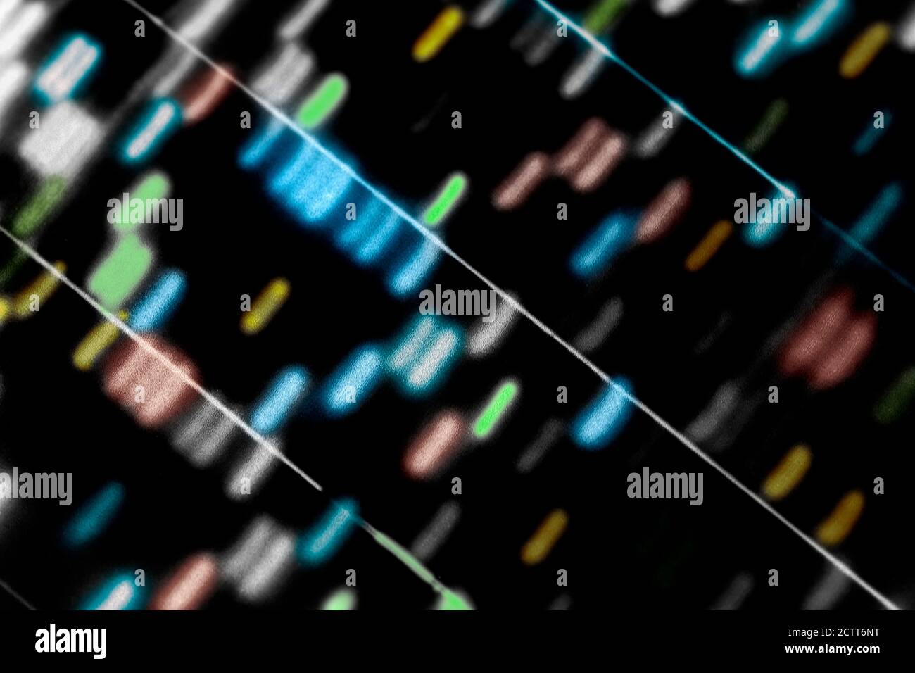 Diagramme de séquence multicolore sur fond noir Banque D'Images