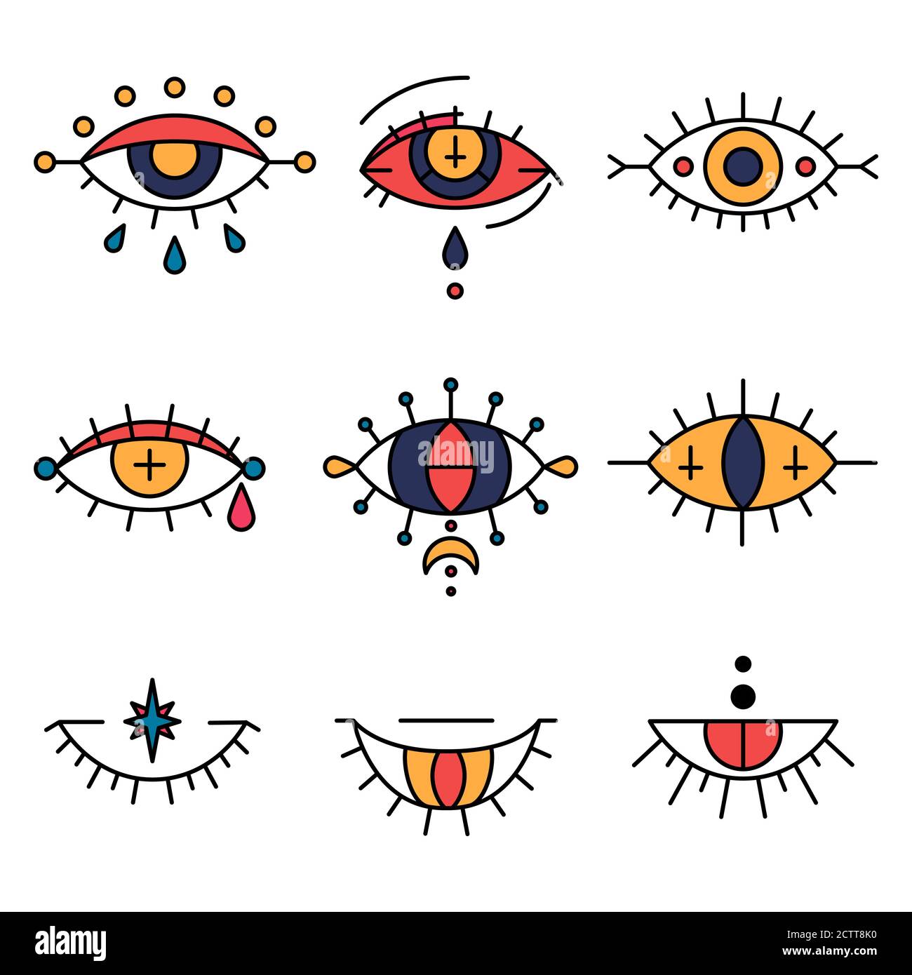 Signe Karma Symbole Karma Tatouage Ensemble de dessins mauvais yeux. Symboles occulte, magiques et  ésotériques. La vue de la Providence, les signes sacrés et le karma -  icônes. Amulettes ou talismans pour tatouage Image Vectorielle Stock - Alamy