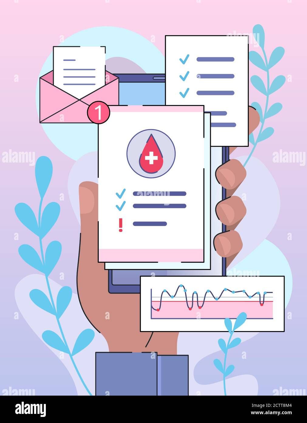 Diagnostic en ligne et médecine numérique. Vos résultats de test de vérification sur smartphone Illustration de Vecteur Diagnostic en ligne et médecine numérique. Vos résultats de test de vérification sur smartphone Illustration de Vecteur