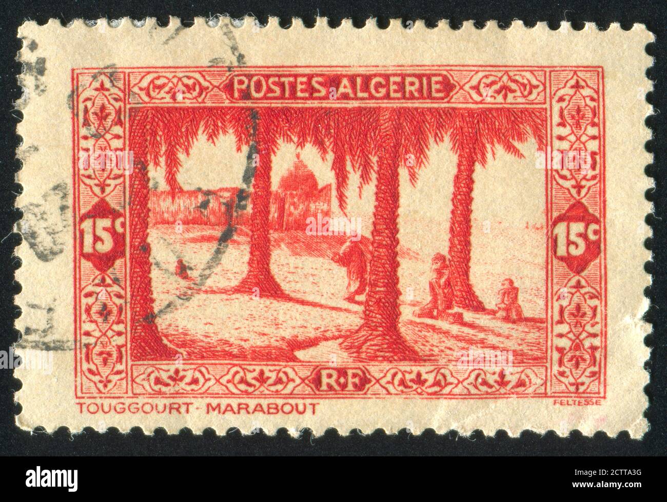 ALGÉRIE VERS 1936: Timbre imprimé par l'Algérie, montre les tombes des Rois près de Touggourt, vers 1936 Banque D'Images