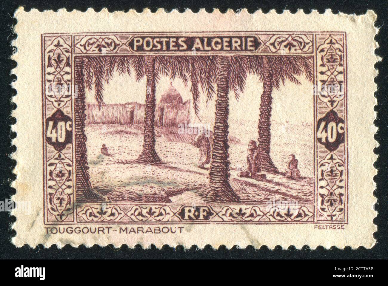 ALGÉRIE VERS 1936: Timbre imprimé par l'Algérie, montre les tombes des Rois près de Touggourt, vers 1936 Banque D'Images