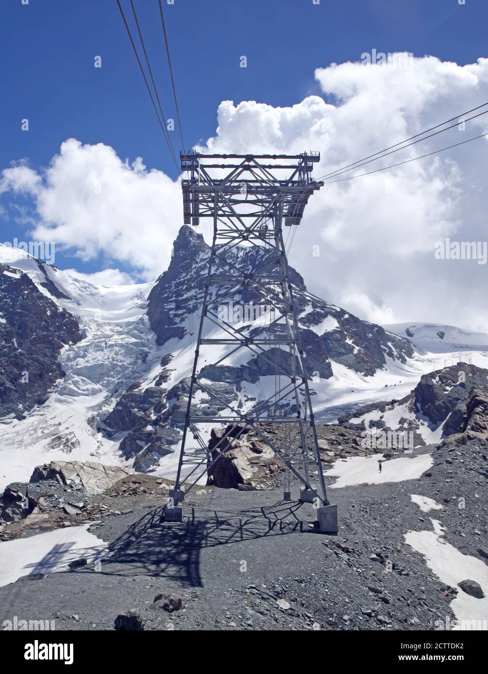 Téléphérique sur le chemin du paradis du glacier de Matterhorn Banque D'Images