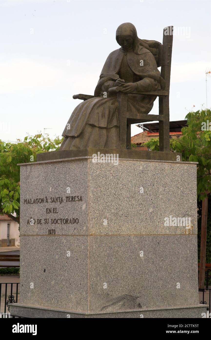 Malagón, España, Hiszpania, Espagne, Espagnol; Sculpture, statue de Sainte Thérèse de Jésus. Skulptur, Statue des hl. Teresa von Jésus. św. Teresy Banque D'Images