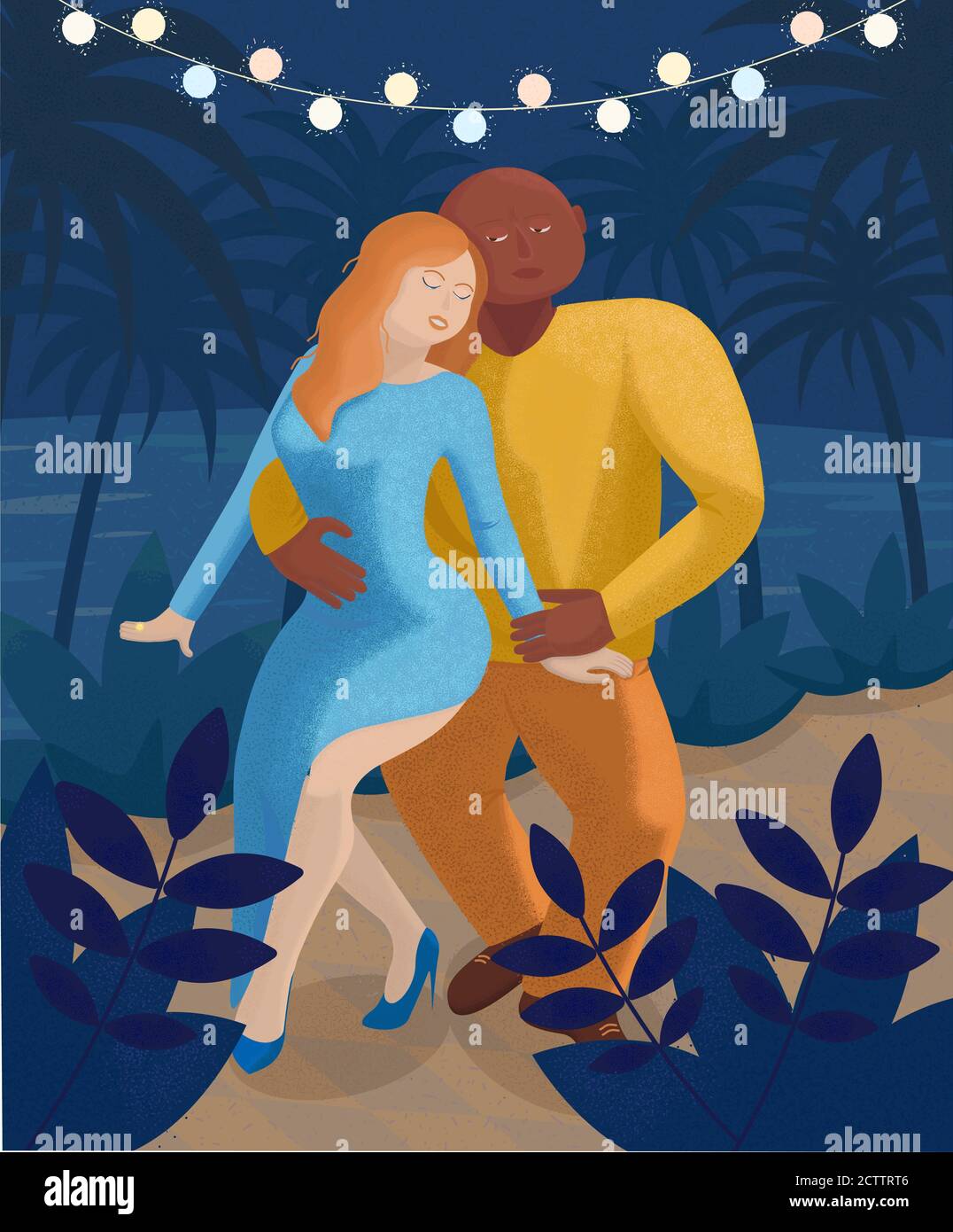 Fête de danse - illustration vectorielle avec couple dansant. Illustration de Vecteur