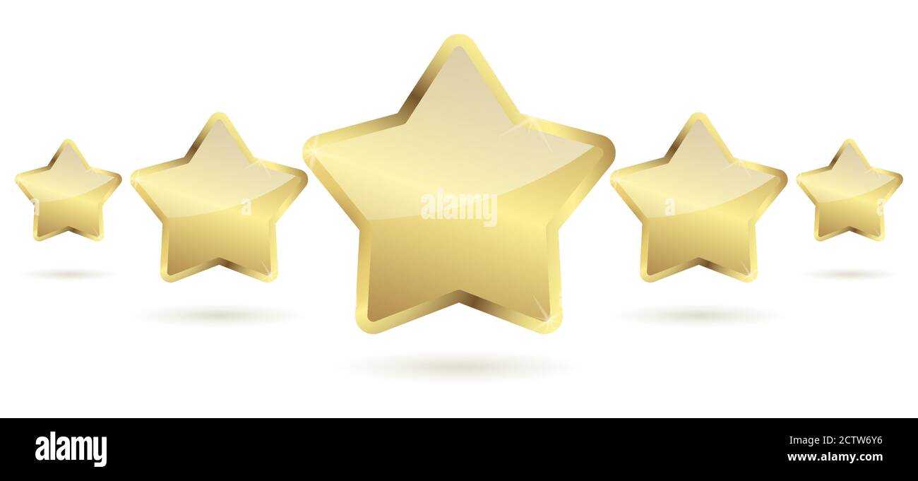 cinq étoiles dorées avec ombre dans un fichier vectoriel de ligne Illustration de Vecteur
