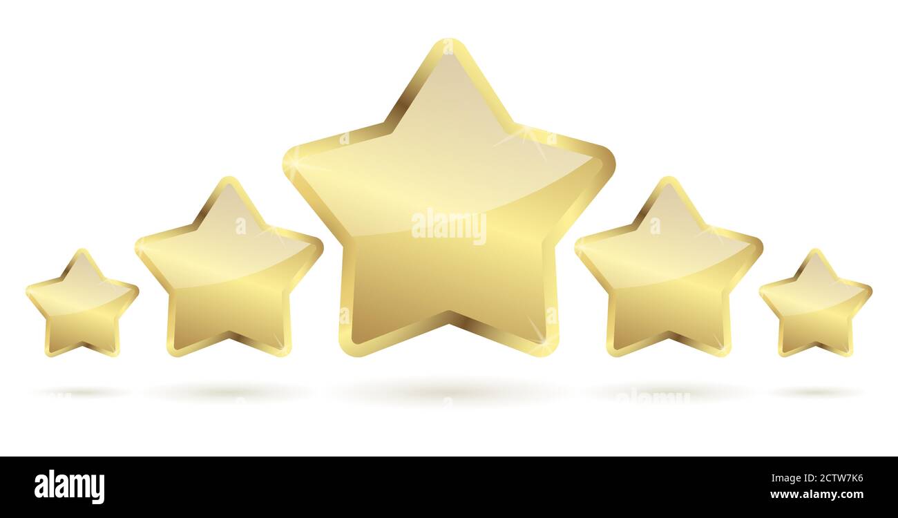 cinq étoiles dorées avec ombre dans un fichier vectoriel de ligne Illustration de Vecteur