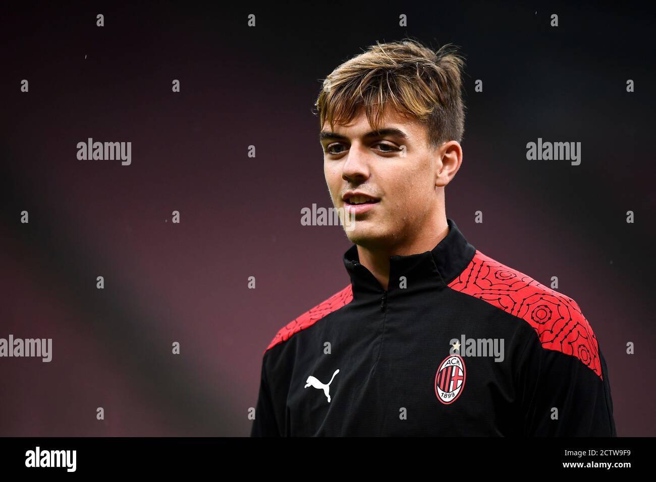 Milan, Italie - 24 septembre 2020 : Daniel Maldini, de l'AC Milan, regarde avant le troisième match de qualification de football de l'UEFA Europa League entre l'AC Milan et le FK Bodo/Glimt. AC Milan a remporté 3-2 contre FK Bodo/Glimt. Credit: Nicolò Campo/Alay Live News Banque D'Images