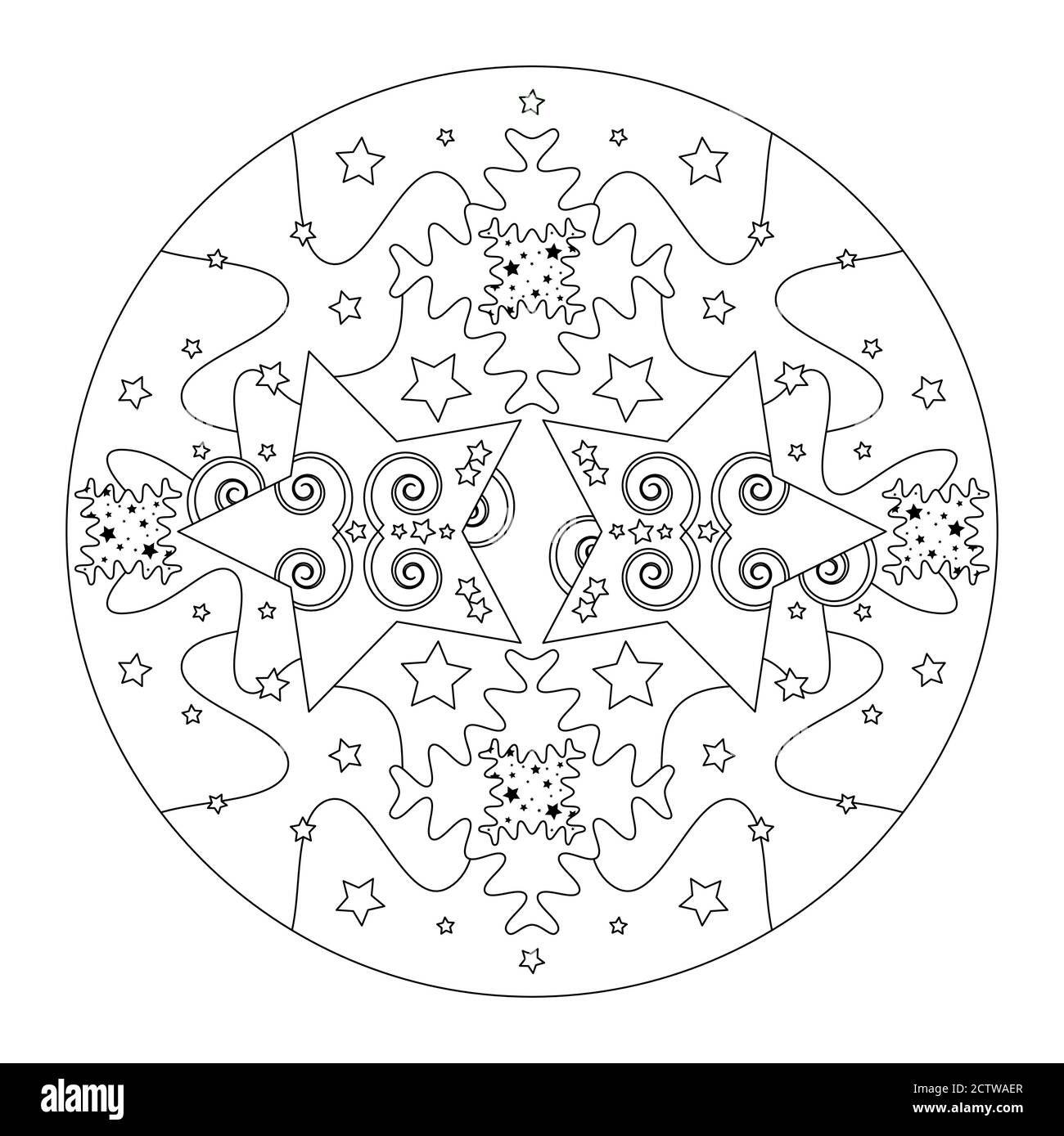 Mandala de Noël. Page de coloriage de Noël. Mandala des étoiles et des  pièces de puzzle style effet. Noir et blanc. Illustration vectorielle Image  Vectorielle Stock - Alamy