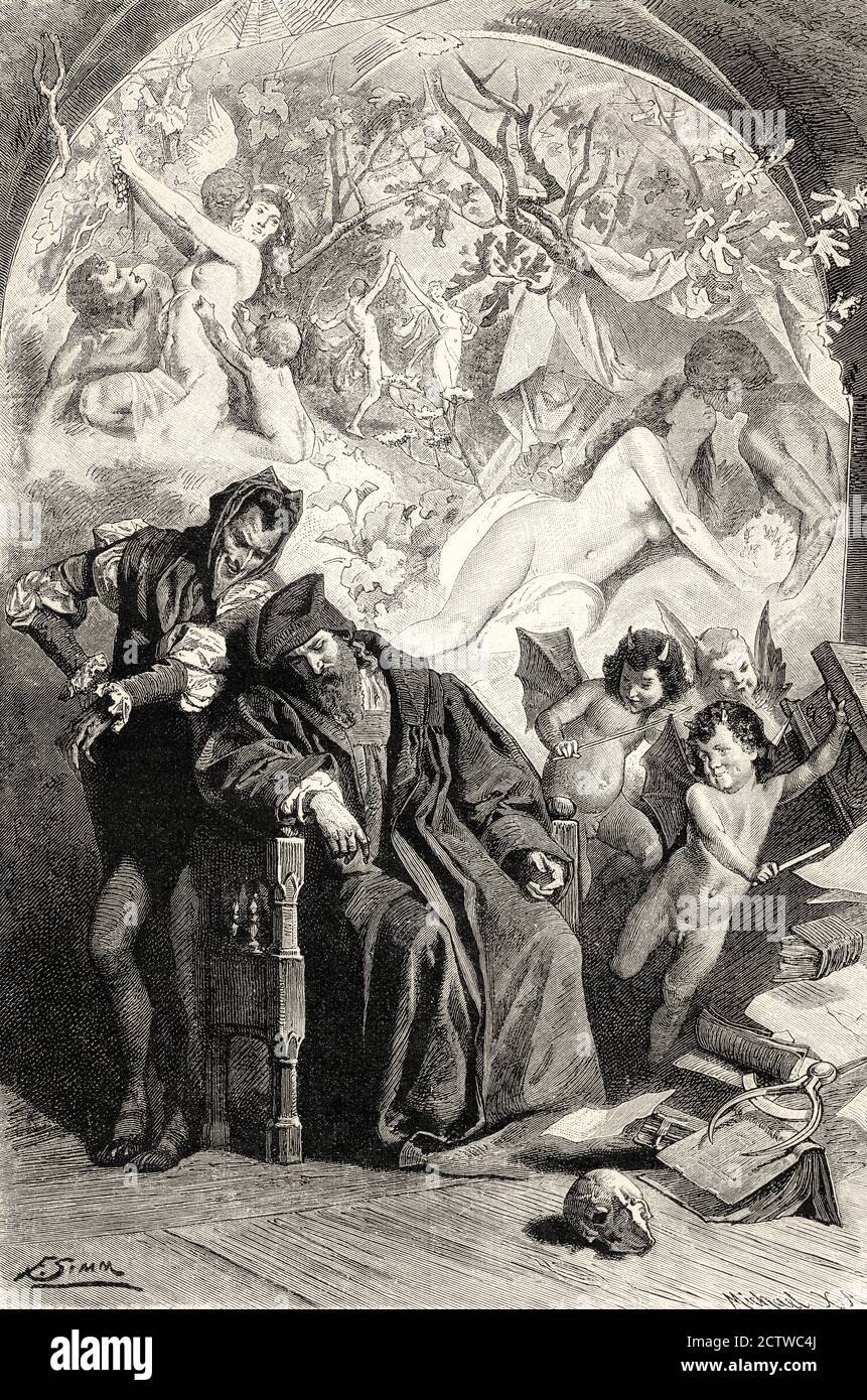 La vision de faust, première partie du jeu tragique Faust de Johann Wolfgang von Goethe Banque D'Images