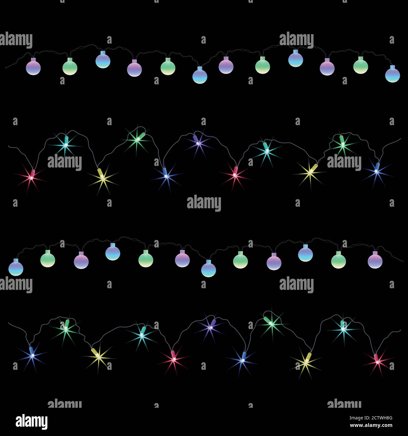 Guirlandes, décorations de Noël, effets d'éclairage Illustration de Vecteur