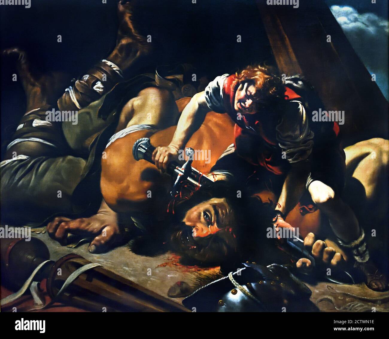 David dirige Goliath, vers 1605-1610, Orazio Borgianni 1574 – 1616 ( Caravagistes, style du Caravaggio) Italien, Italie, Banque D'Images