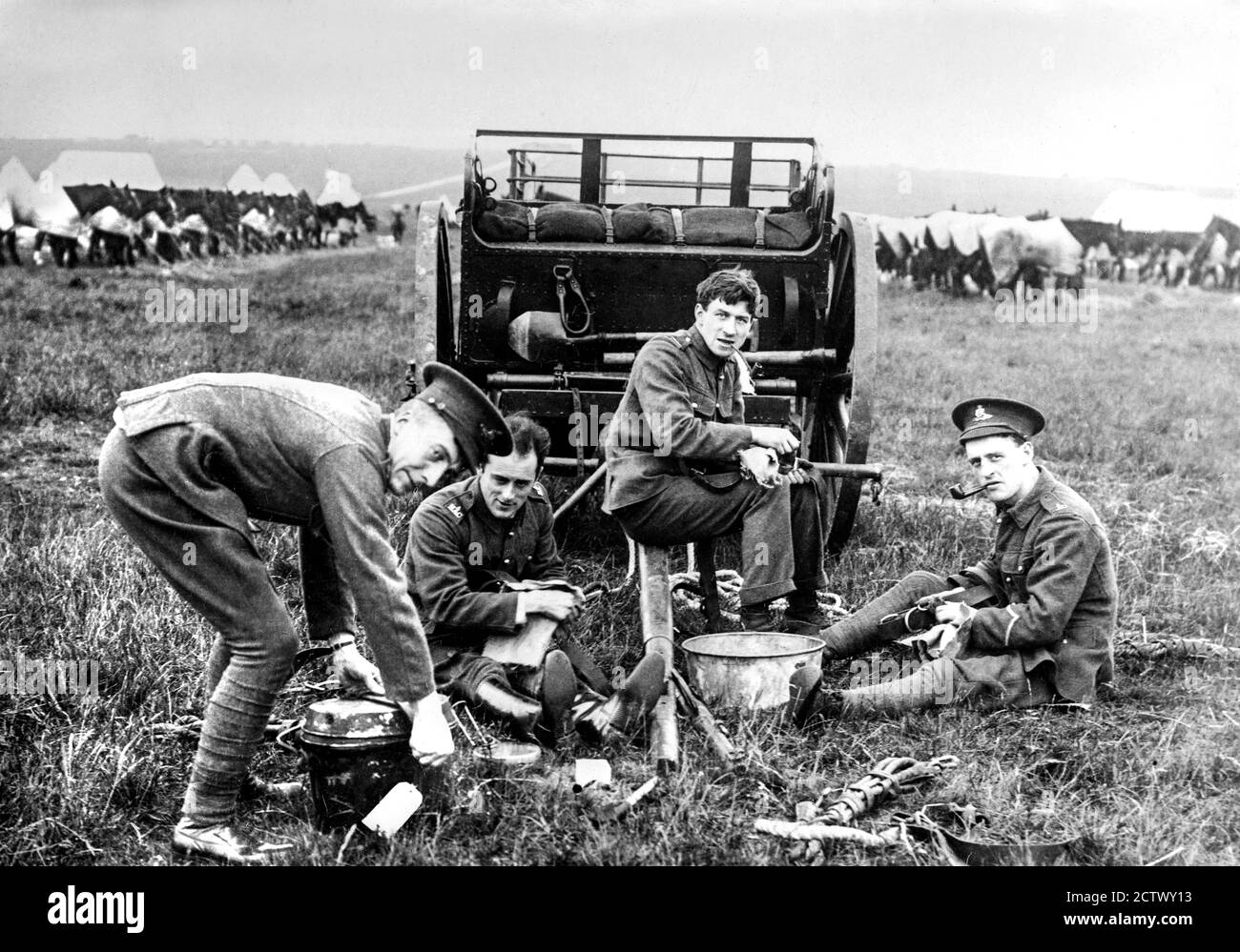 Soldats britanniques au camp militaire d'Aldershot WWI (ca1915) Banque D'Images