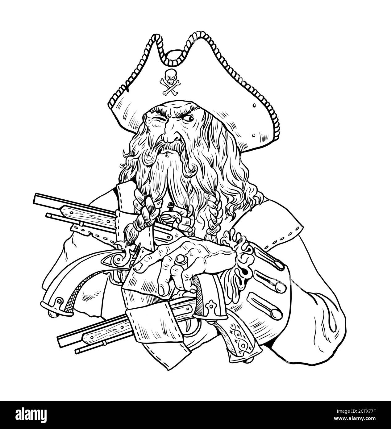 Pirate Avec Pistolets Dessin Avec Le Capitaine Blackbeard Page De Coloriage Photo Stock Alamy Pirate Avec Pistolets Dessin Avec Le Capitaine Blackbeard Page De Coloriage Photo Stock Alamy