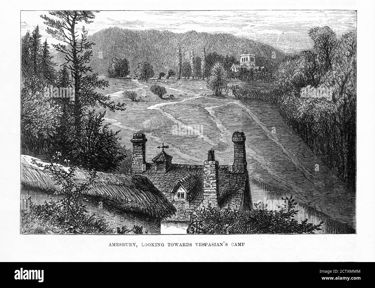 Le Camp de Vespasien monastère à Amesbury, gravure de l'Angleterre Banque D'Images