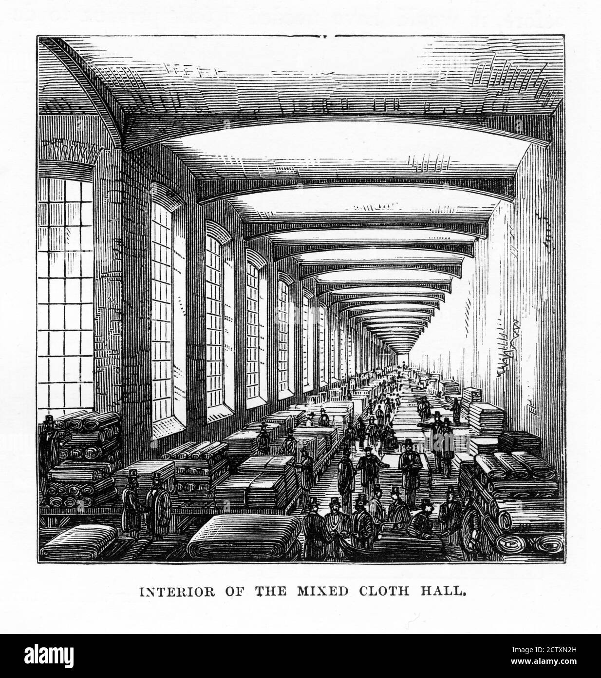 Intérieur du Mixed Cloth Hall, Leeds, Angleterre victorienne Banque D'Images