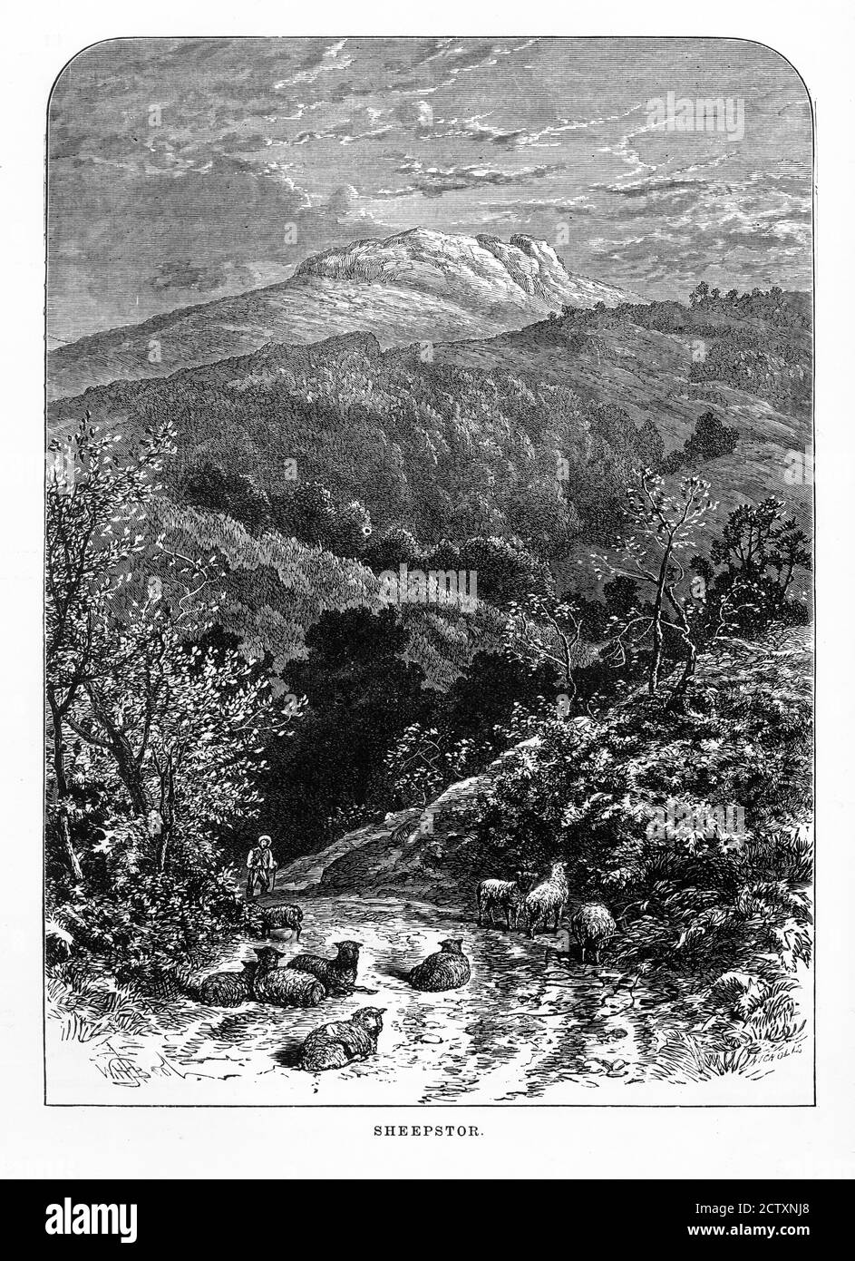 Sheepstor, Angleterre au début du XVIIIe siècle, gravure victorienne Banque D'Images